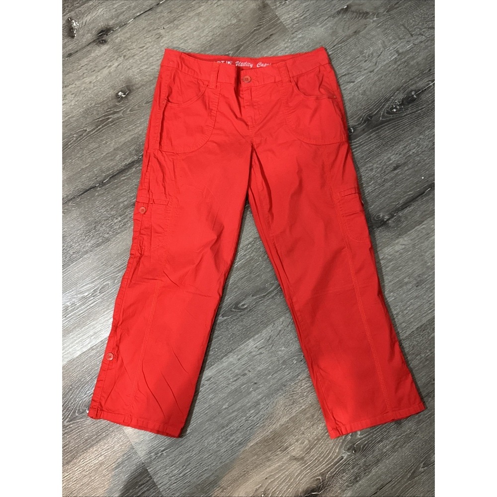 Apt 9 Utility Capri Modern Red Stretch Size 10
